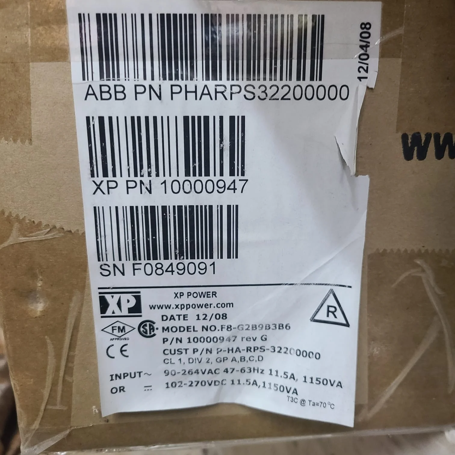 ABB PHARPS32200000 MPS III Power Module F8-G2B9B3B6 – front view