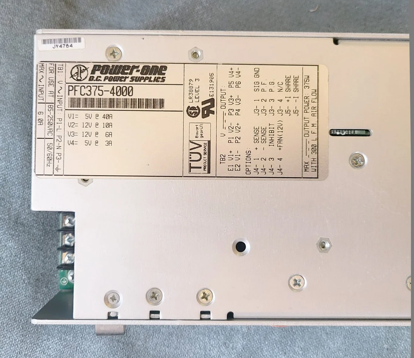 Power One PFC375-4000 Power Supply – front view
